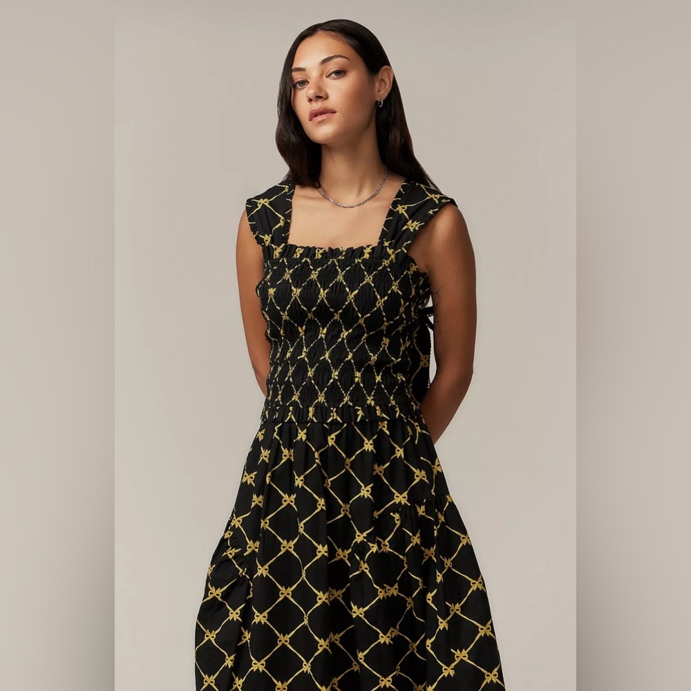 New Damson Madder Tish midi dress in black bow print - Picture 4 of 11